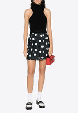 Polka Dot Pleated Mini Skirt