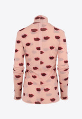 Lips Print High-Neck Top