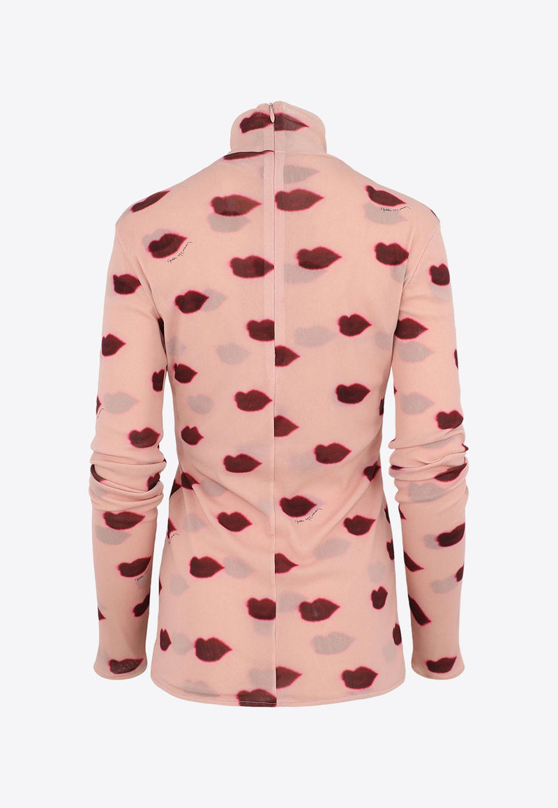 Lips Print High-Neck Top