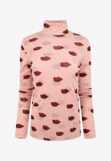 Lips Print High-Neck Top