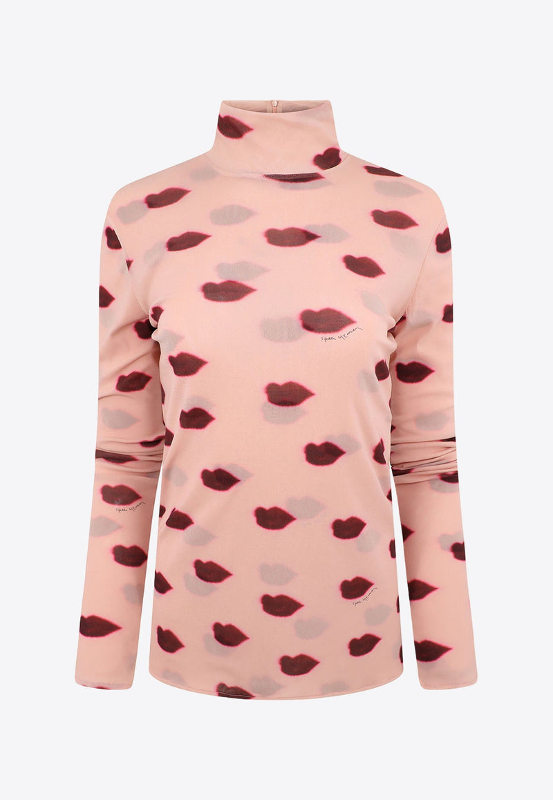 Lips Print High-Neck Top