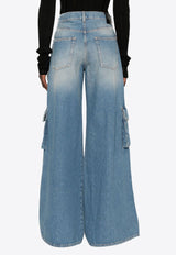 Wide-Leg Faded Cargo Jeans