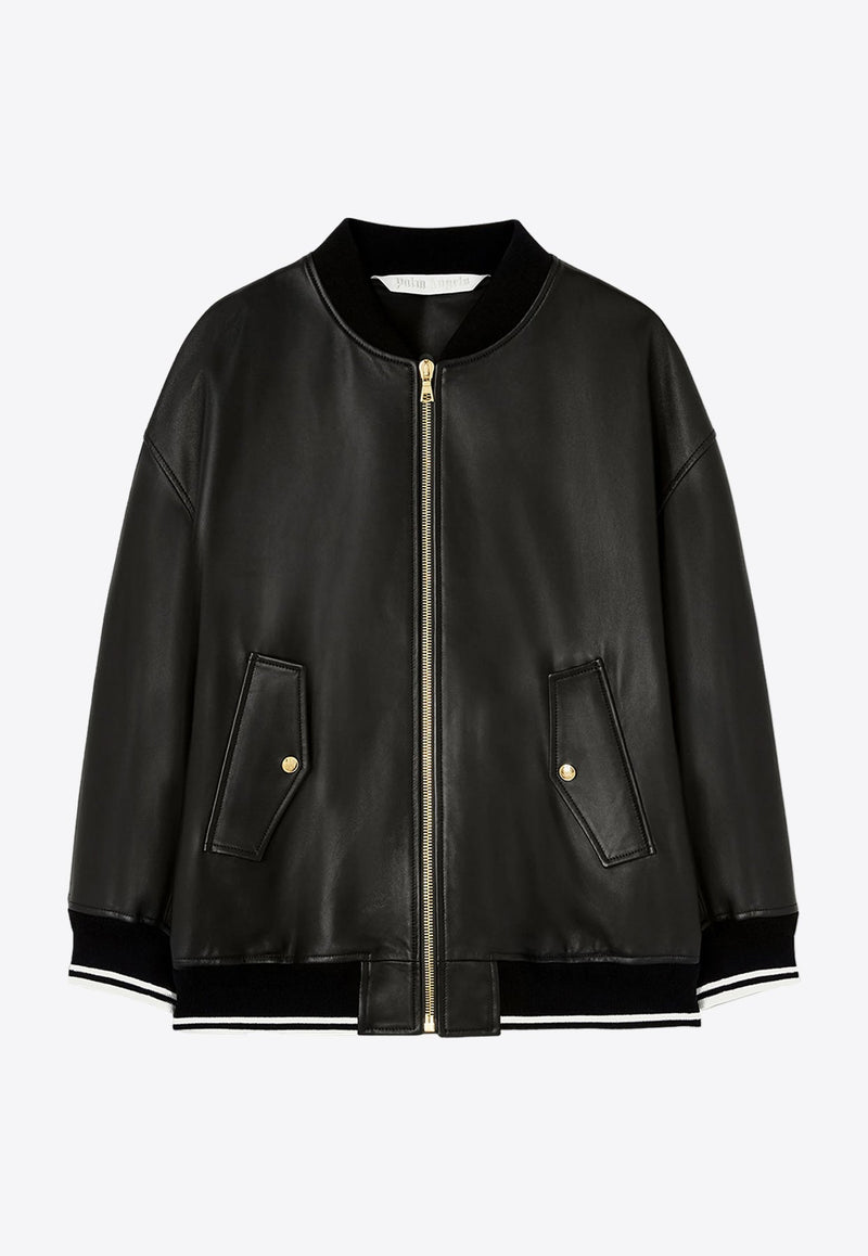 College Leather Bomber Jacket