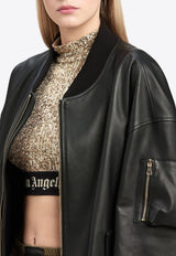 College Leather Bomber Jacket