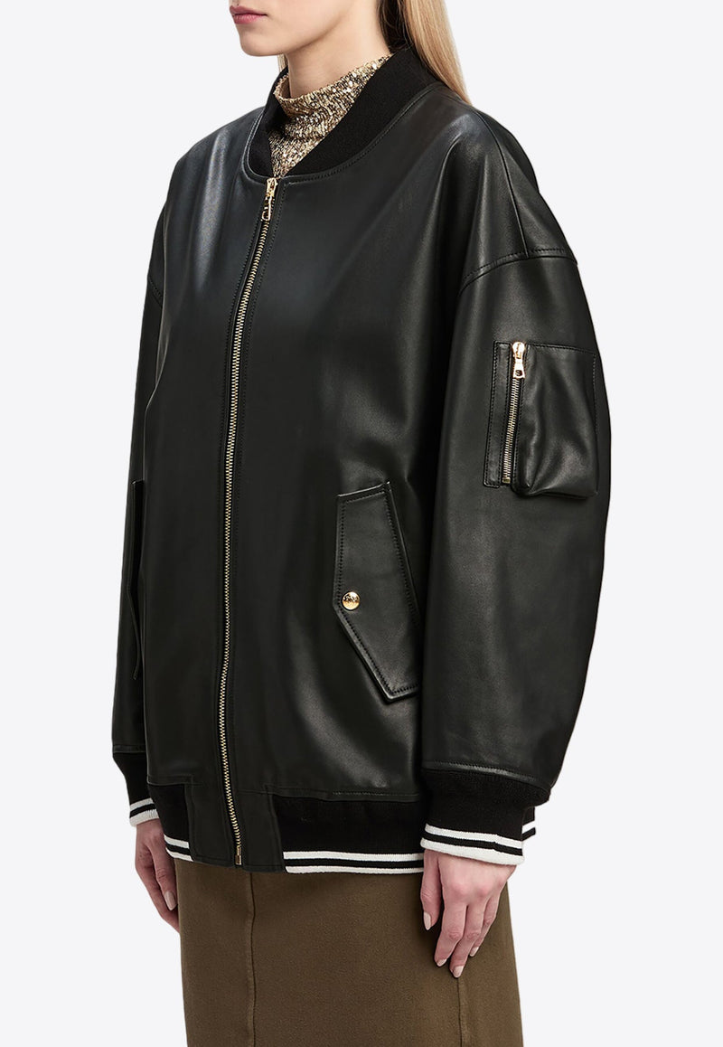 College Leather Bomber Jacket