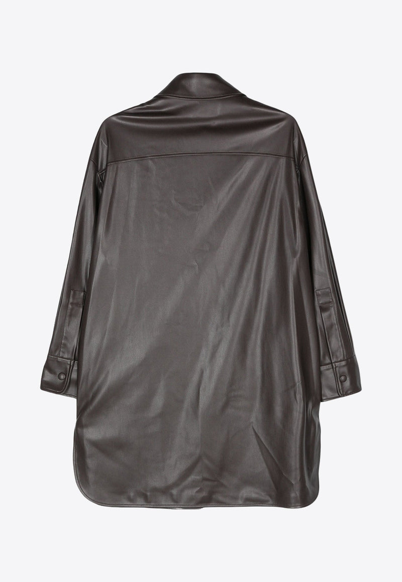 Faux Leather Long-Sleeved Shirt