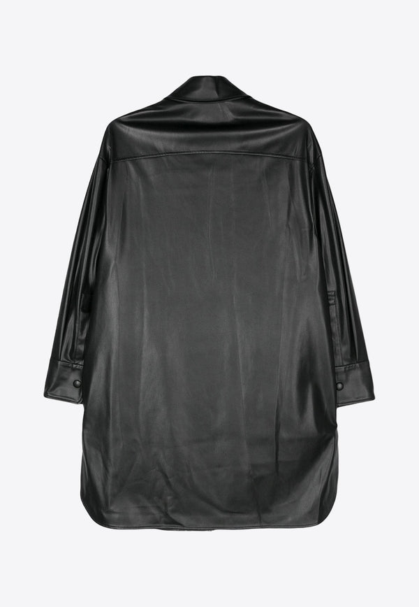 Faux Leather Long-Sleeved Shirt