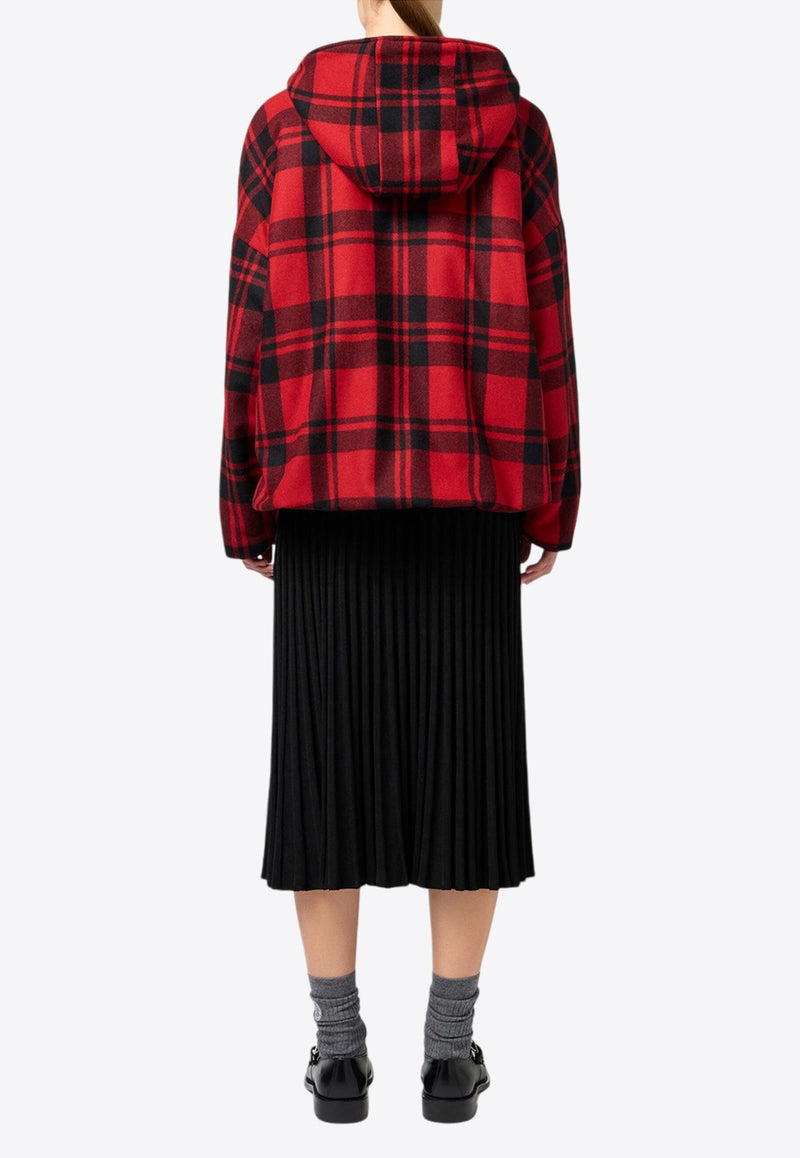 Logo Patch Tartan Check Padded Jacket