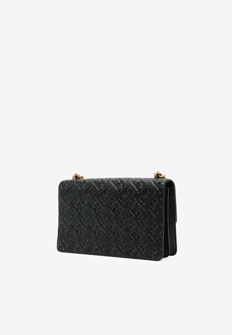 Love Logo Embossed Leather Crossbody Bag