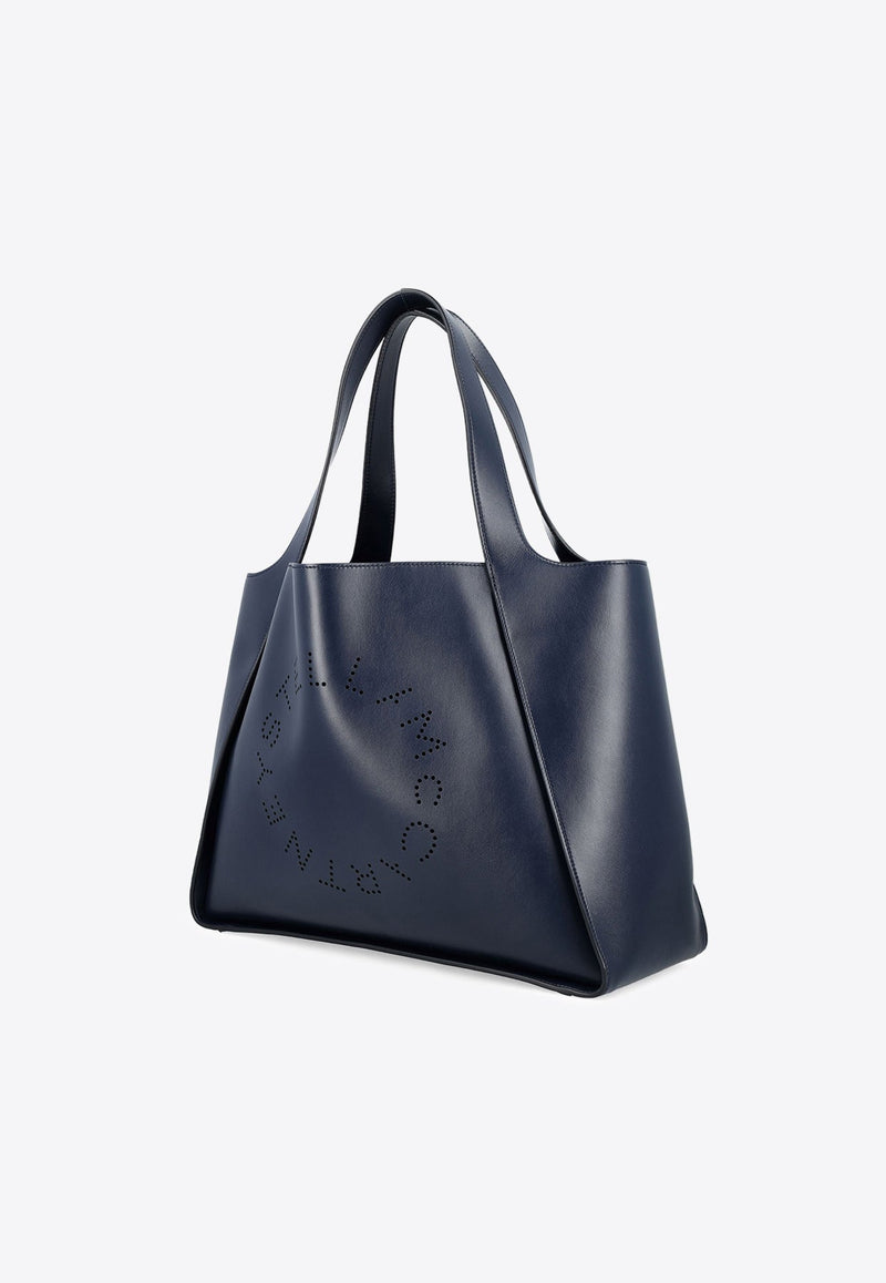 Perforated Logo Faux Leather Tote Bag