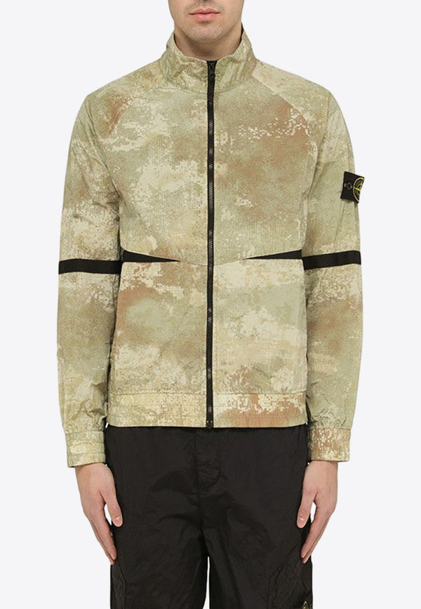 Logo Patch Camouflage Zipped Jacket