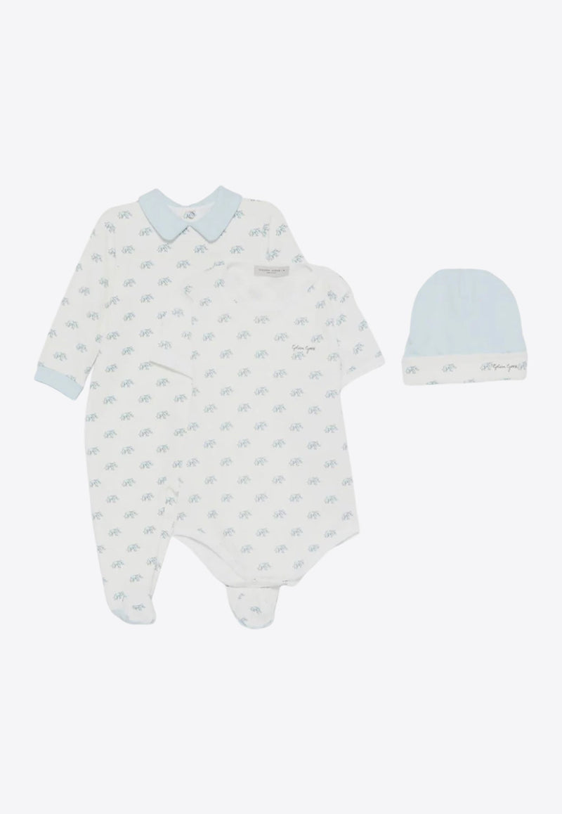 Baby Boys Elephant Print Onesie Set - Set of 3