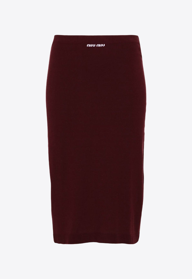 Logo Jacquard Viscose Pencil Skirt