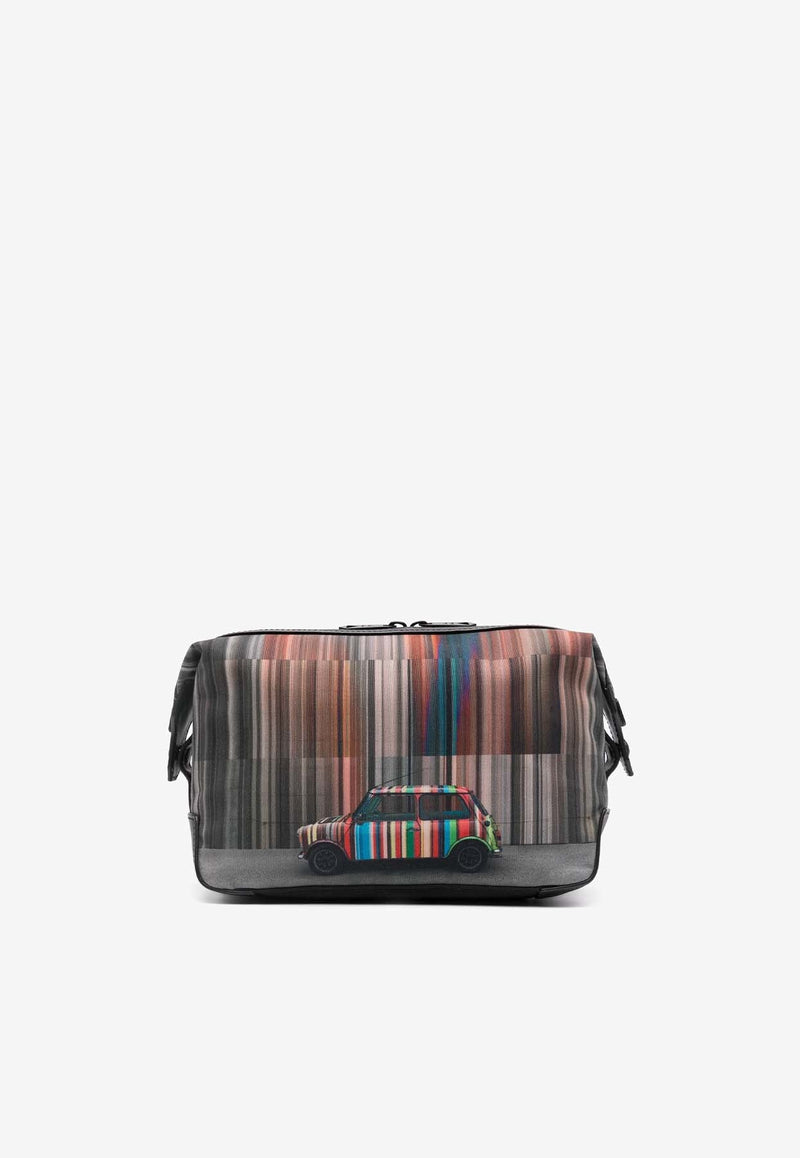 Striped Photograph Print Vanity Bag