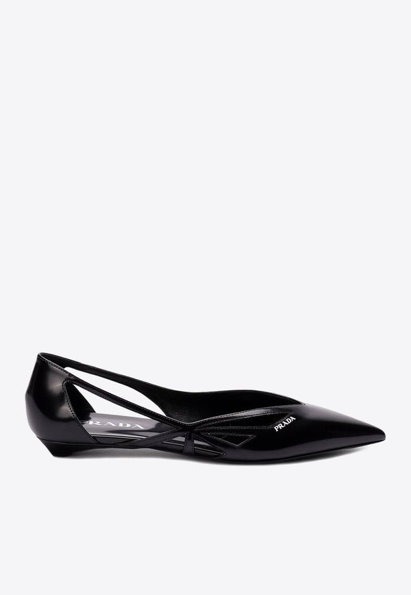 Cut-Out Leather Ballet Flats