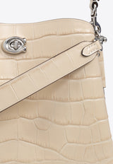 Willow Croc-Embossed Leather Shoulder Bag