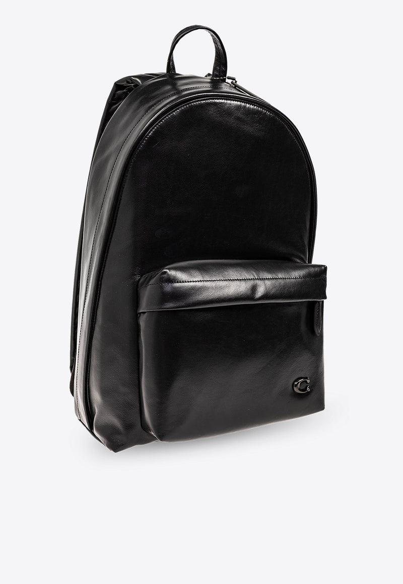 Hall Logo Plaque Leather Backpack