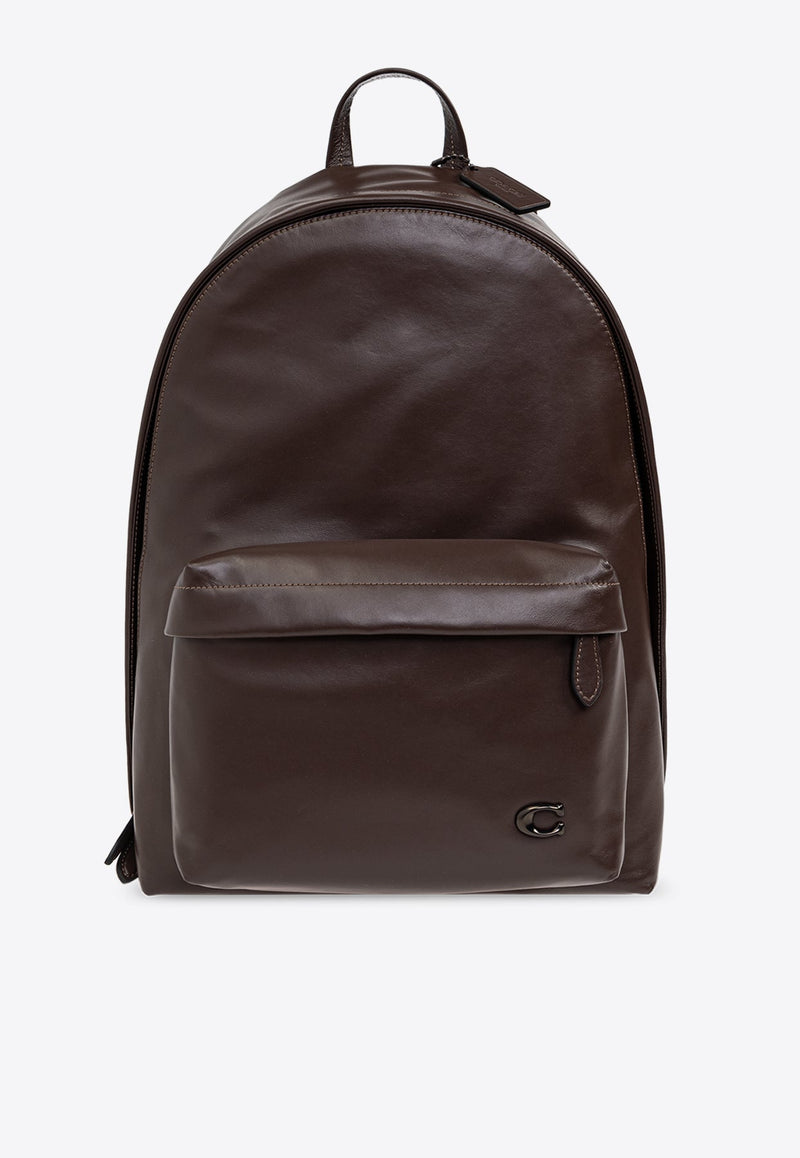 Hall Logo Plaque Leather Backpack