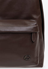 Hall Logo Plaque Leather Backpack