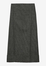 Mouliné A-line Midi Skirt