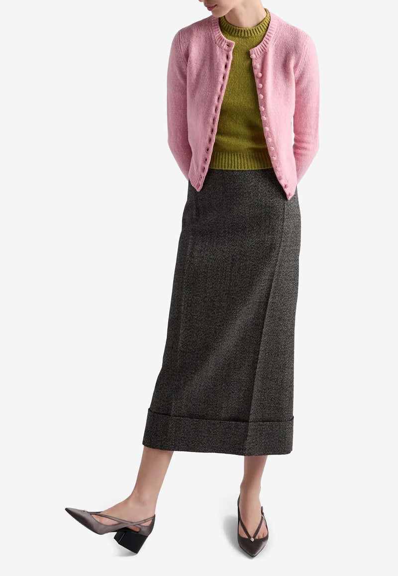 Mouliné A-line Midi Skirt