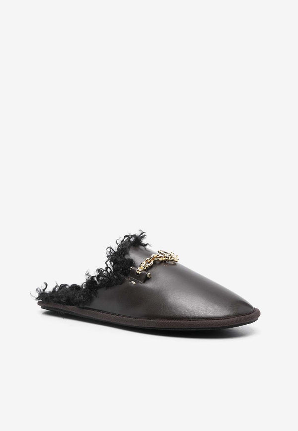 Ryder Plush Faux Leather Flat Mules