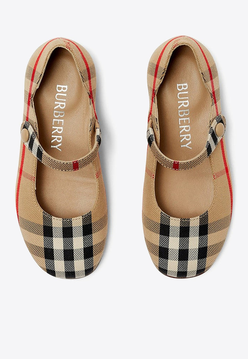 Girls Vintage Check Mary-Jane Ballet Flats