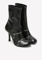 100 Decorative-Zip Ankle Boots in Leather