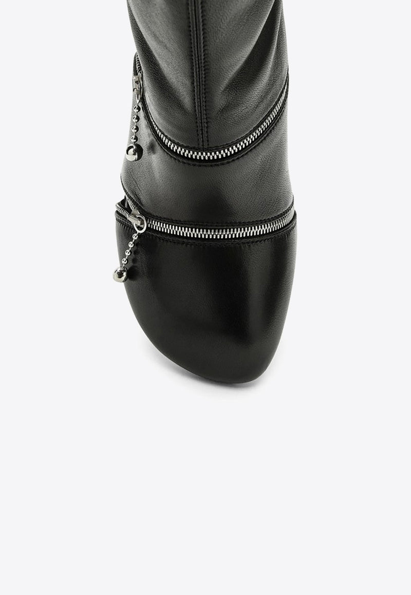 100 Decorative-Zip Ankle Boots in Leather