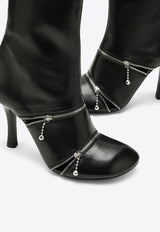 100 Decorative-Zip Ankle Boots in Leather