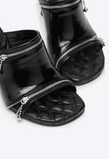 85 Patent Leather Zip-Detail Mules