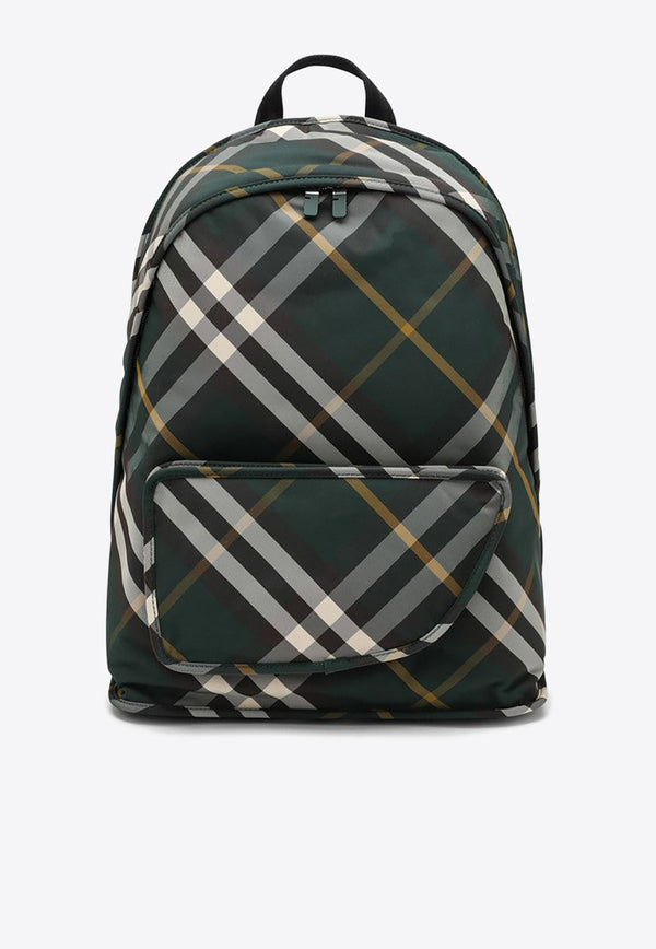 Large Check Pattern Shield Backpack