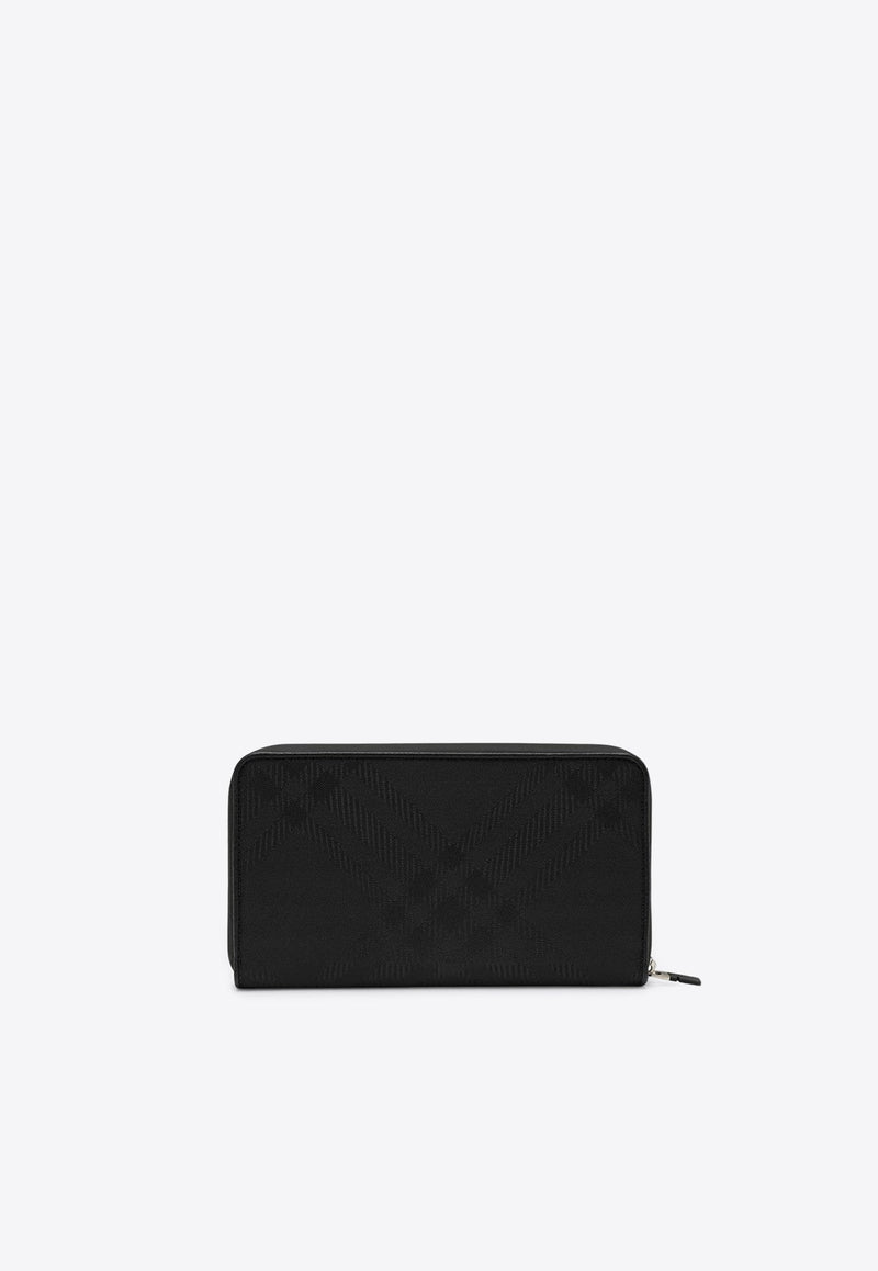 Large Checked Jacquard Zip-Around Wallet