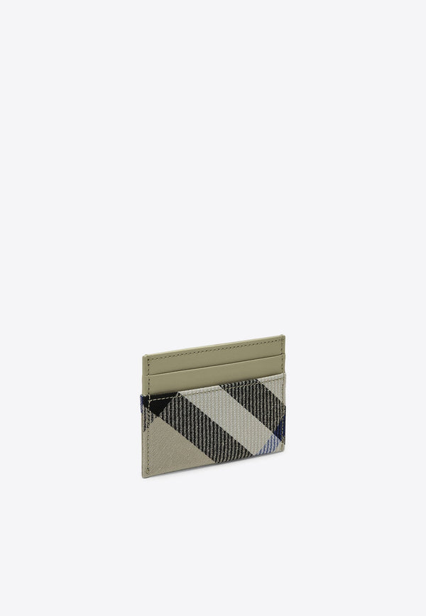 Checked Leather-Trim Cardholder