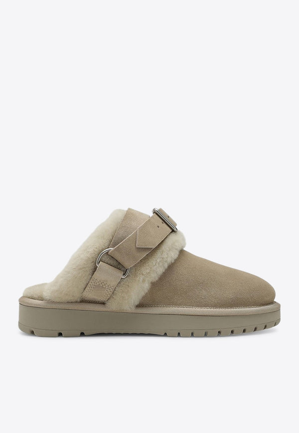 Chubby Shearling Suede Flat Mules