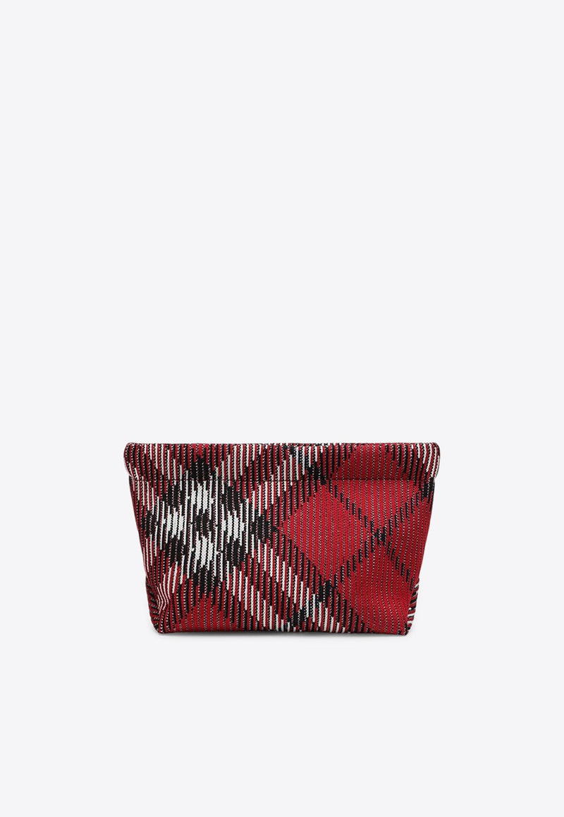 Signature Check Knitted Nylon Pouch Bag