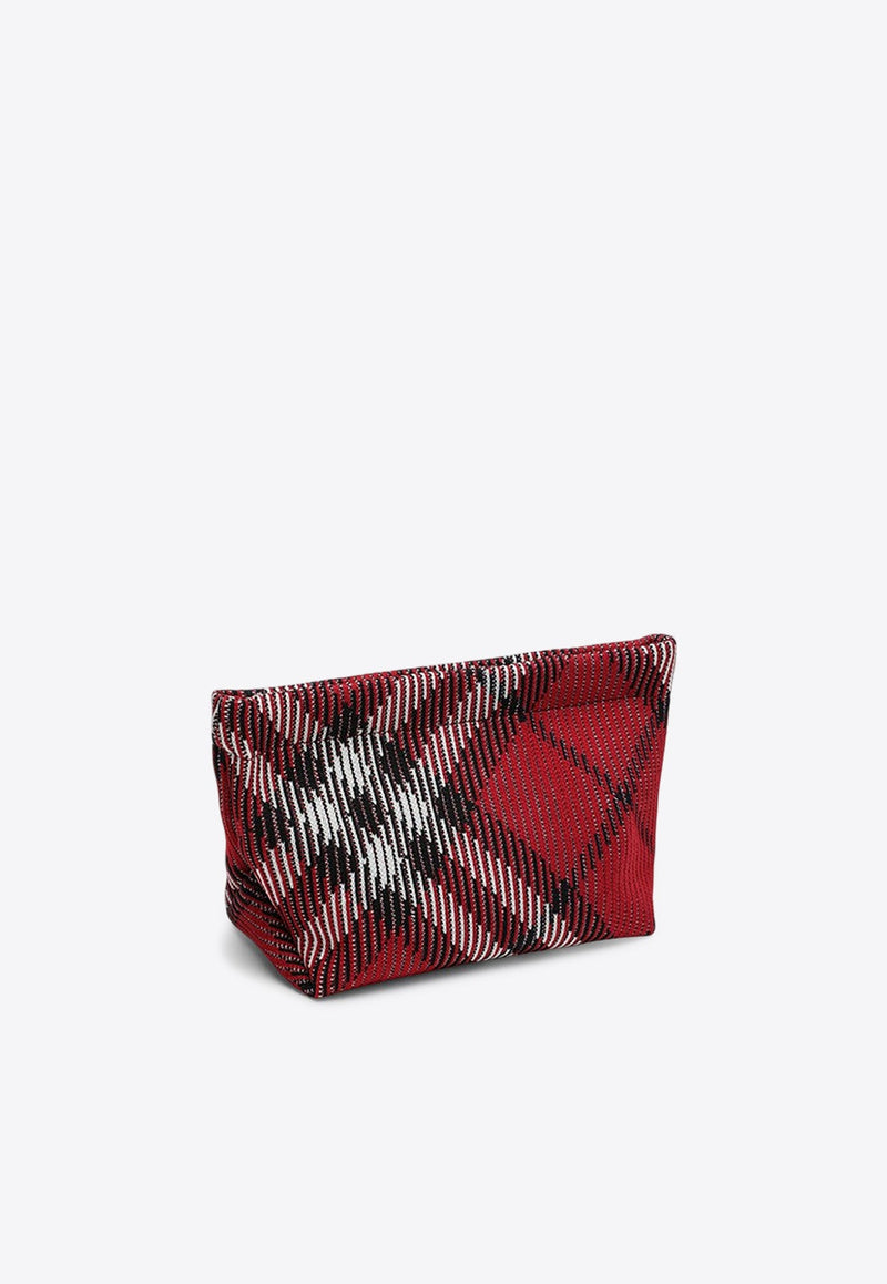 Signature Check Knitted Nylon Pouch Bag