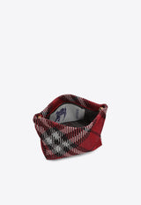 Signature Check Knitted Nylon Pouch Bag