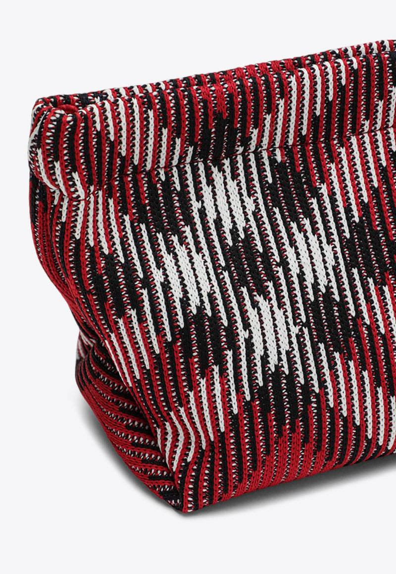 Signature Check Knitted Nylon Pouch Bag