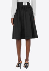 High-Waist A-line Midi Skirt