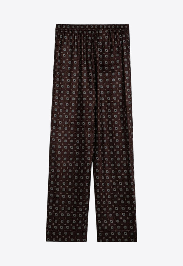 Geometric Print Silk Pants