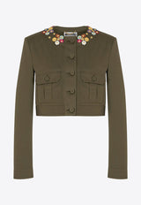 Floral Applique Cropped Jacket