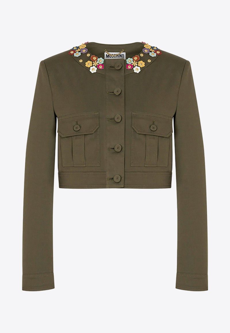 Floral Applique Cropped Jacket