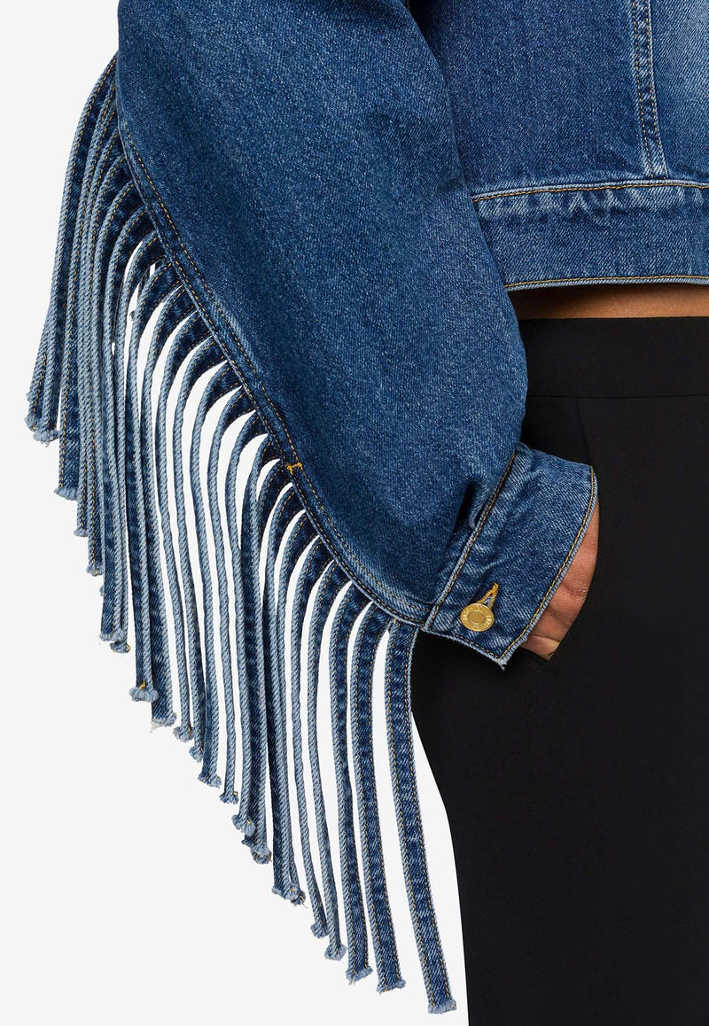 Cropped Fringe Denim Jacket