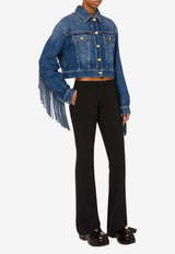 Cropped Fringe Denim Jacket