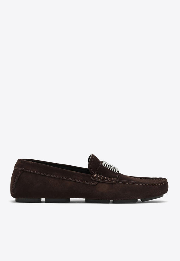Logo-Plaque Suede Loafers