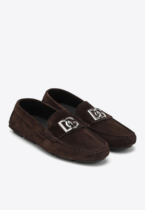 Logo-Plaque Suede Loafers