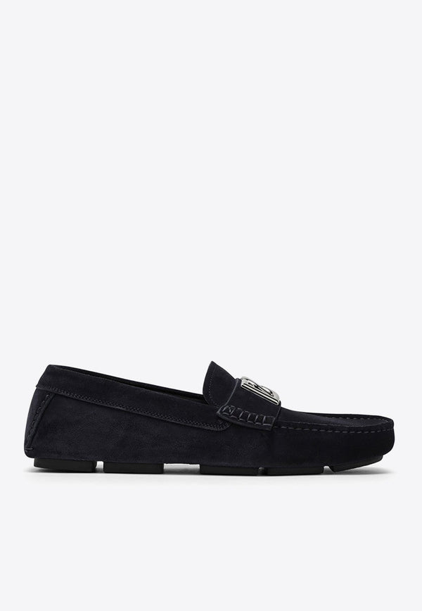 Logo-Plaque Suede Loafers