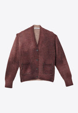 Sprayed Finish Wool-Blend Cardigan