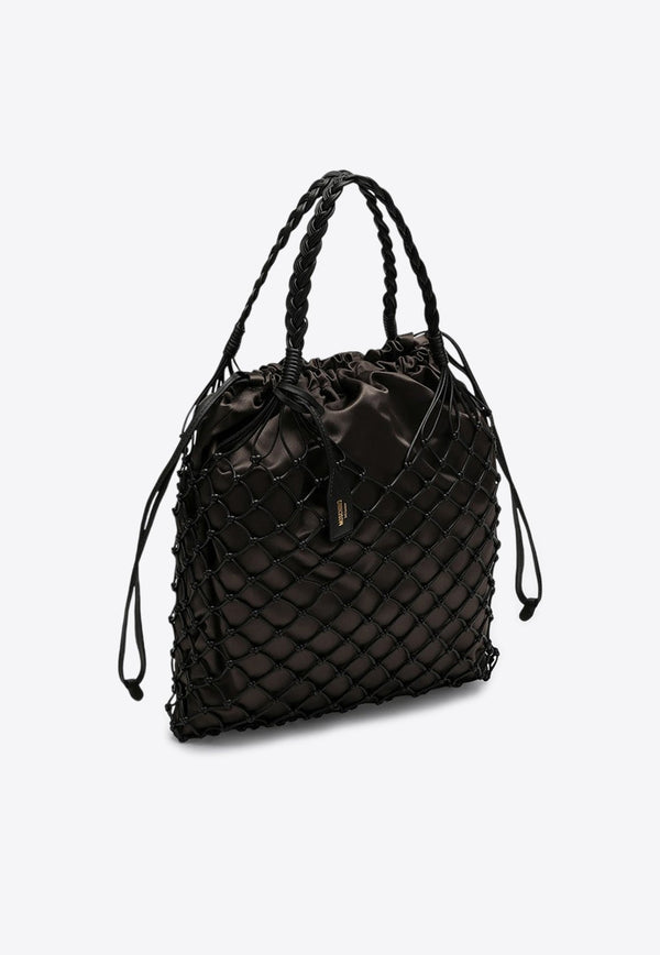 Large Basket Net Leather Shoulder Bag